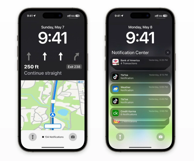 来宾苹果维修服务分享iOS17锁屏地图导航半屏显示长什么样 
